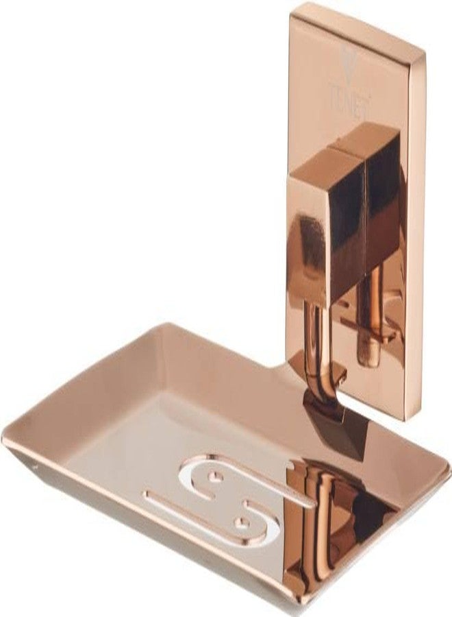 TENET Stainless Steel Soap Dish Soap Holder Soap Tray | Wall Mounted Soap Stand Basket Plate Case Shelf Organizer | Rust Proof Bathroom Accessories | Rose Gold | 1 Year Warranty - Image 1